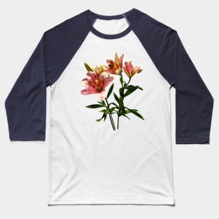 Lilies - Pink Lily Trio Baseball T-Shirt